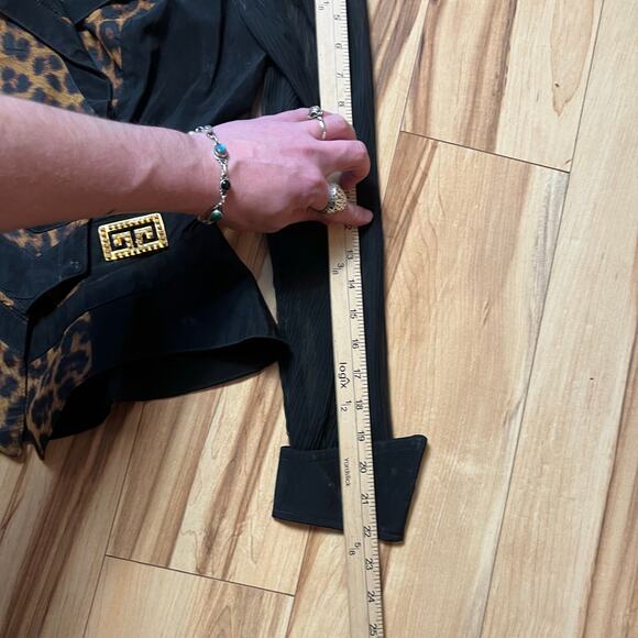 VINTAGE 80s Peplum Leopard Coat Blazer Size 4 Chiffon Glam Avant Garde - Picture 4 of 8